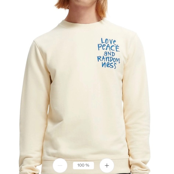 SCOTCH & SODA 1O0% Organic Cotton Butter Yellow Graphic Sweatshirt Large - Picture 8 of 9